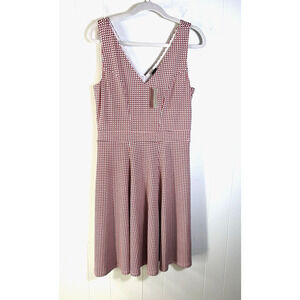 Ann Taylor Fit & Flare Skater Dress Size 10 Red White Blue Americana Stretch New
